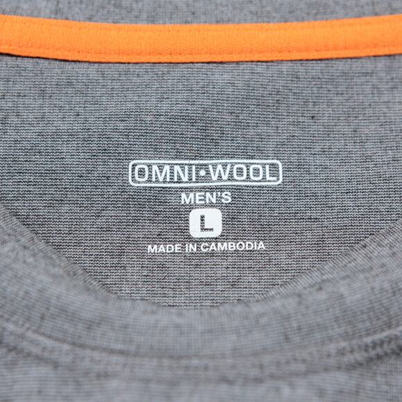 OMNI-WOOL Thermal Base Layer Long Sleeve Crew Neck T-Shirt Gray Mens Sz L - Picture 2 of 7
